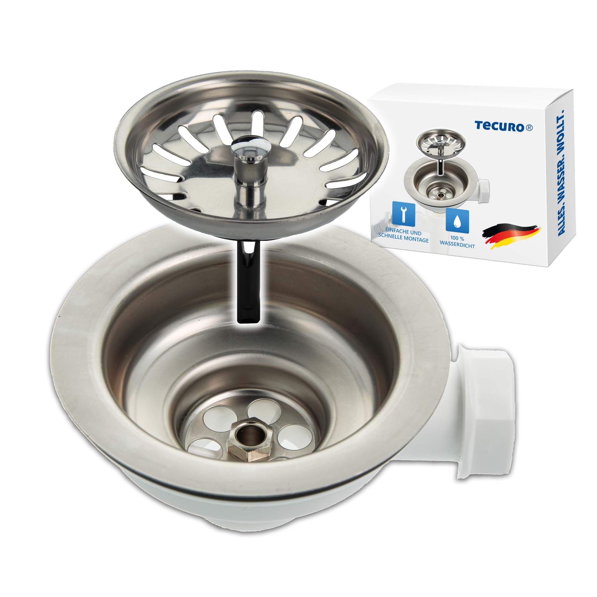 Bonde D'évier Acier Inoxydable 90 Mm - Panier Amovible Pour éviers De 70 à 80 Mm D'ouverture - 11