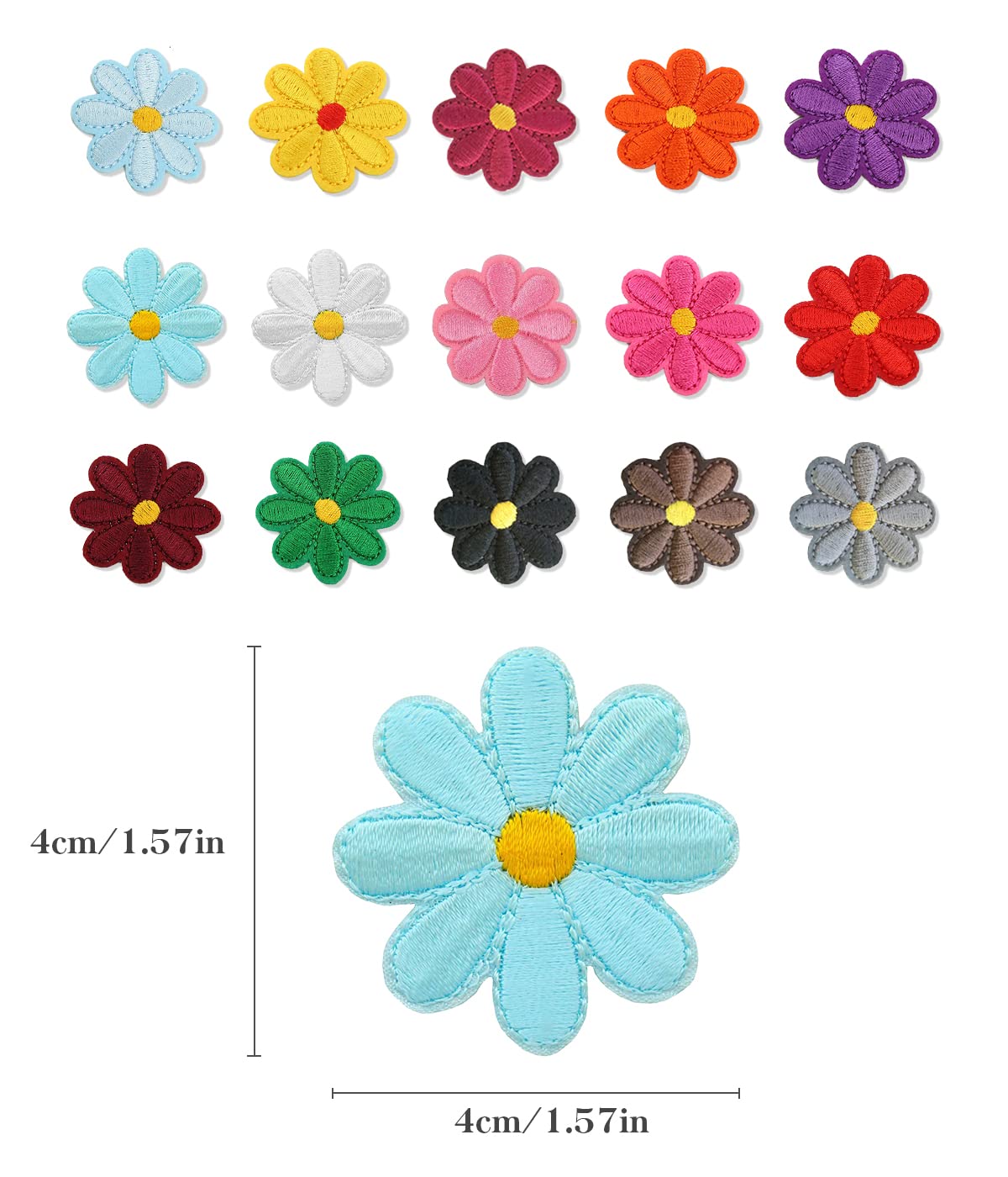 Lot De 30 Patchs Thermocollants Marguerite - Fleurs Brodées 3,6 Cm - Pour Personnaliser Vêtements, Sacs, Chaussures - 2