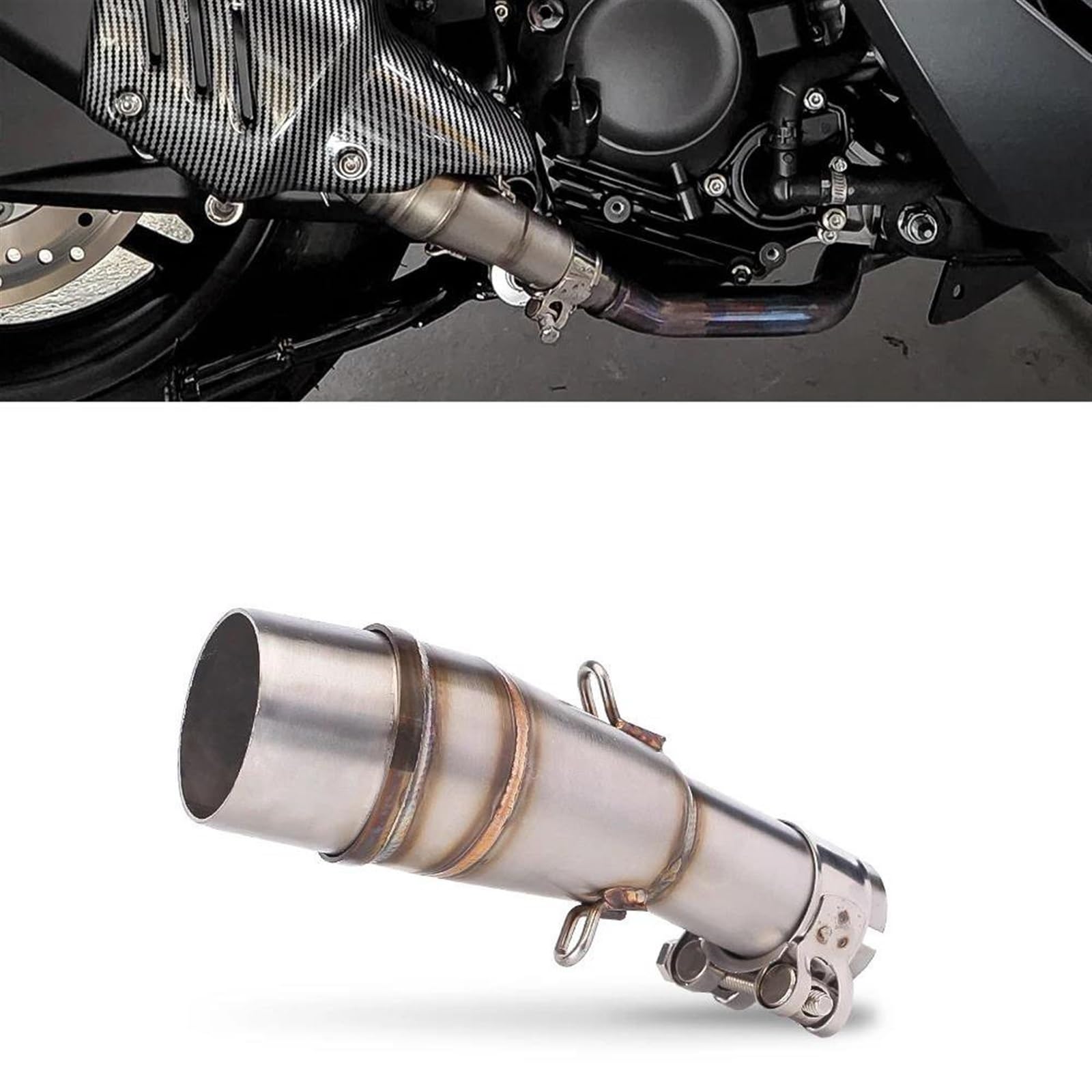 SYLTER Tubo Centrale Moto per Forza 300 350 Tubo di Scarico Tubo Centrale Tubo di Scarico Connettore Silenziatore di Scarico per Moto Tubo Centrale Scarico Moto