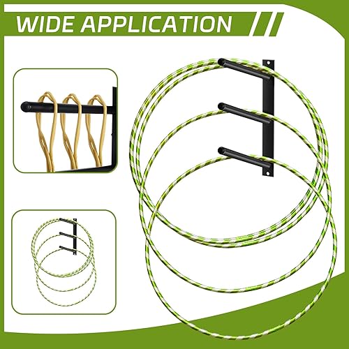 Miniatura 6 de Zonon 2 piezas de hierro montado en la pared soporte de 3 barras soporte de aro negro estante de almacenamiento para gimnasio