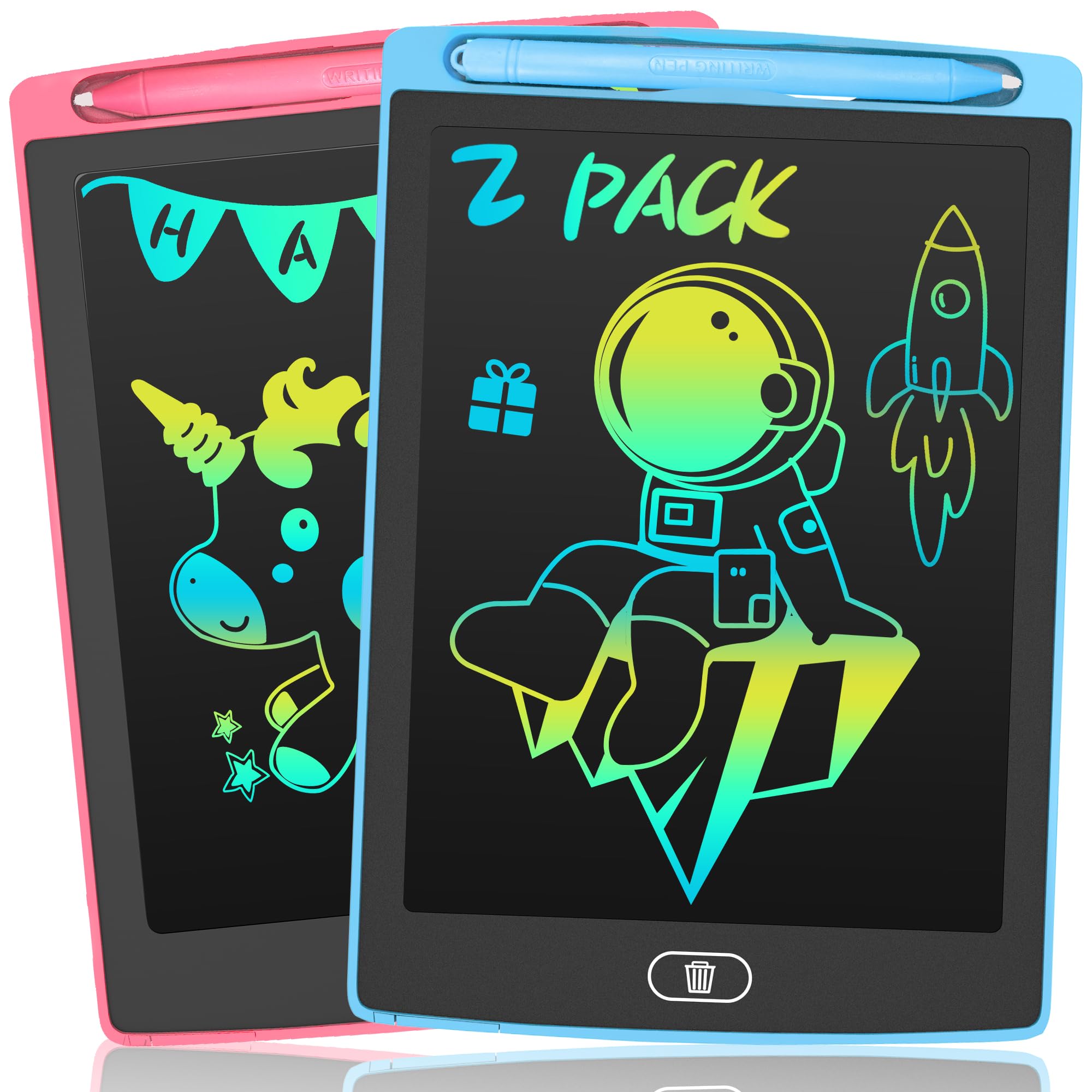 2 Pack LCD Writing Tablet for Kids Toys, HAPPYMATE 8.5 Inch Colorful Erasable Doodle Board Drawing Pad for Kids, Car Trip Educational Toys Christmas Gift for Girls Boys 3 4 5 6 7 8 9 Year Old