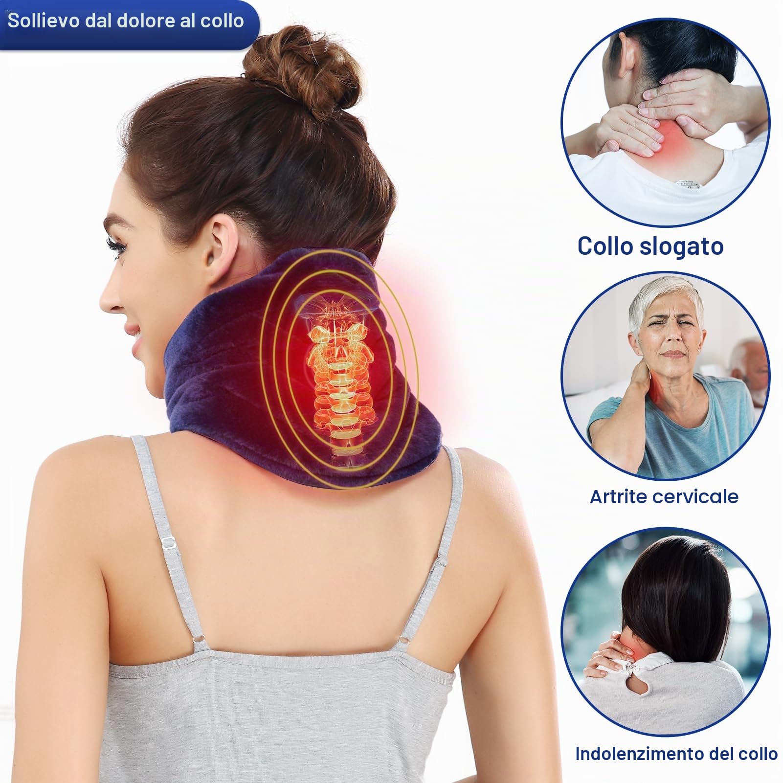 JOBYNA Termoforo Cervicale Elettrico, Cuscino Termico, Termoterapia Scaldacollo Cuscino Cervicale Termico per Alleviare il Dolore, 5 secondi Riscaldamento Rapido, 30-70 ℃ e 10-90 minuti Regolabile