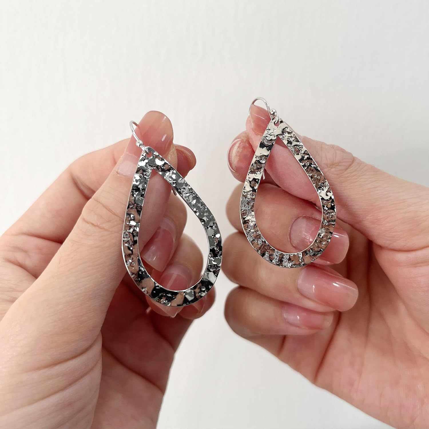 Hammered Textured Teardrop Dangling Earrings for Women, Bohemian Boho Statement Jewelry - Image 5
