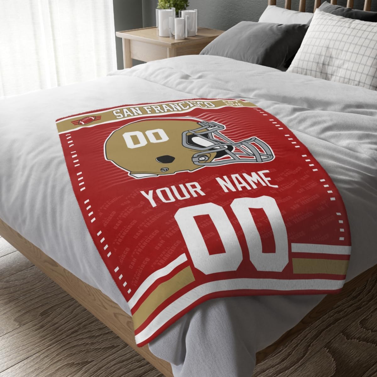 San Francisco Throw Blanket for Men Women Boy Personalized Gifts Custom Name and Number - Image 3