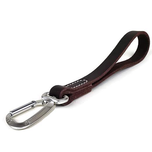 Mighty Paw Short Dog Leash - Training Traffic Lead with Carabiner Clip - Dog Leash Training Lead - Short Slip Lead Dog Leash - Short Lead Dog Training - Dog Carabiner Clip - Brown - 12 Inches