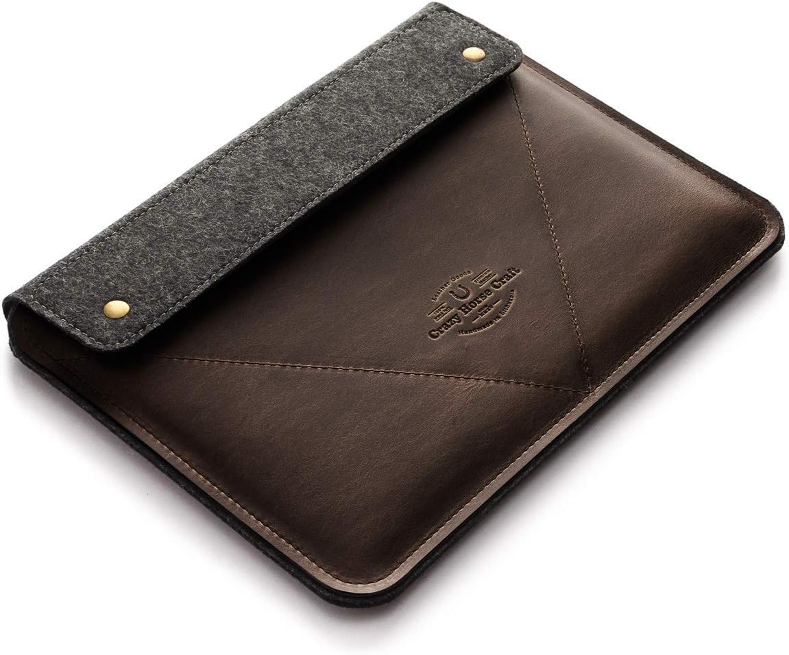 Genuine Italian Leather Case/Sleeve for MacBook Pro 13/14 / 15/16 inch, Wood Brown, Wool Felt Bag for MB Air 13, M1, M2 Handmade Vintage Secure Laptop Cover, Unique Gift, Crazy Horse Craft