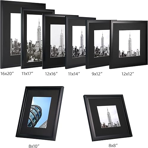 Miniatura 7 de HOTURE Juego de marcos de fotos, 5 piezas, incluye almohadilla y sin almohadilla, marcos de fotos para galería de fotos en la pared (8 x 10