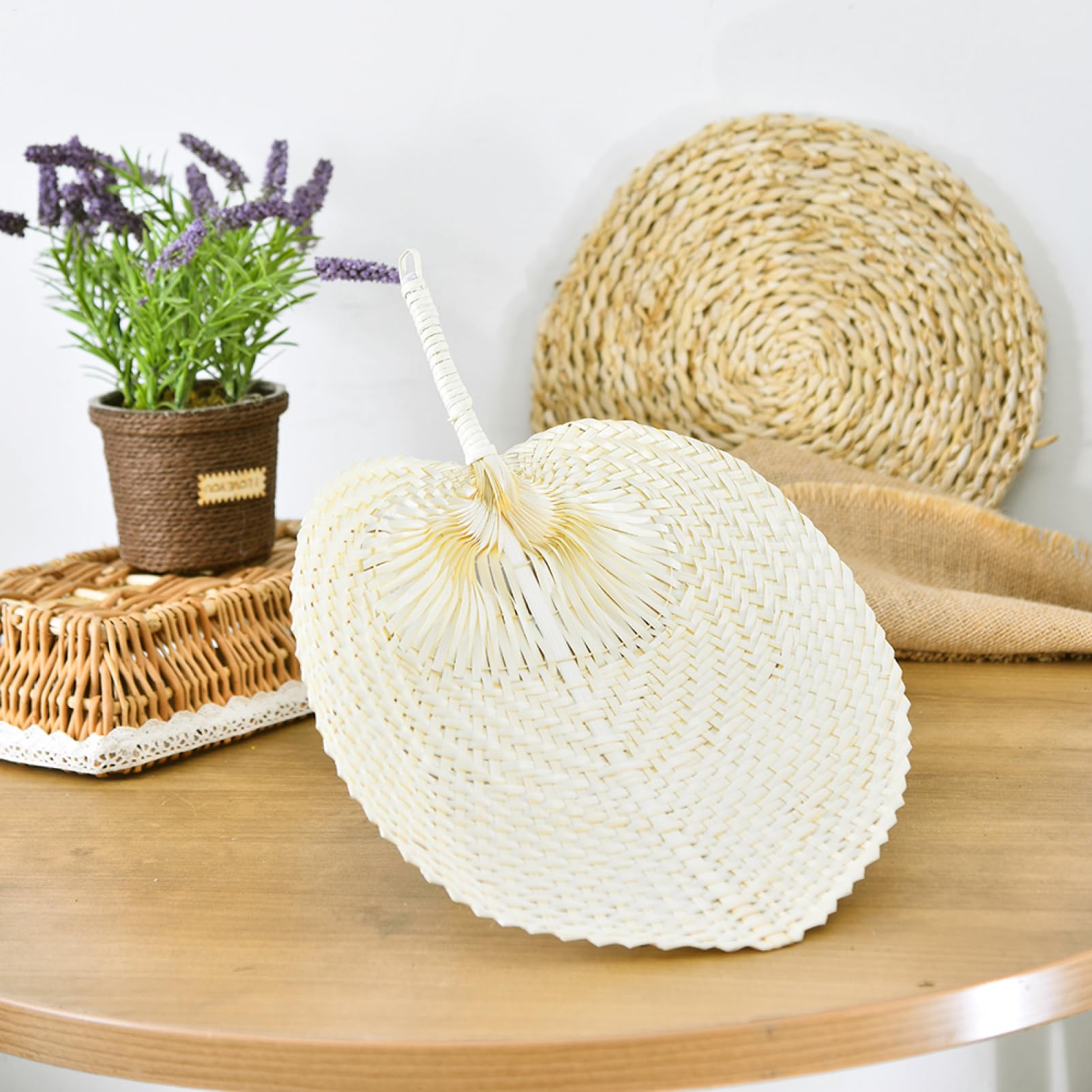 Handgefertigter Fächer, Natürliche Sauna Fächer, Tragbare Sauna Natürliche Raffia-Fächer Mit Ganzen Blättern, Bambusfächer, Aufgussfächer Sommerkühlzubehör Für Sommer-Bauernhaus-Wanddekoration