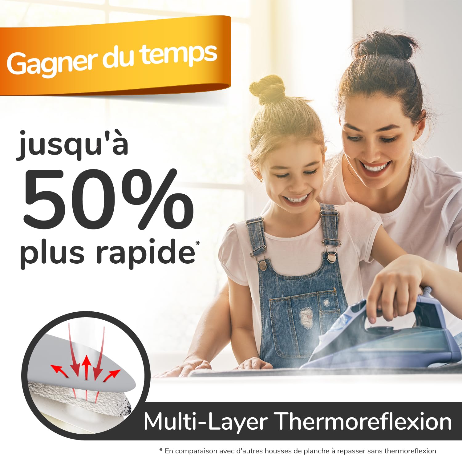 Housse De Table à Repasser Turbo 140x45 Cm – Gris/bleu, Coton, Pour Fer à Vapeur