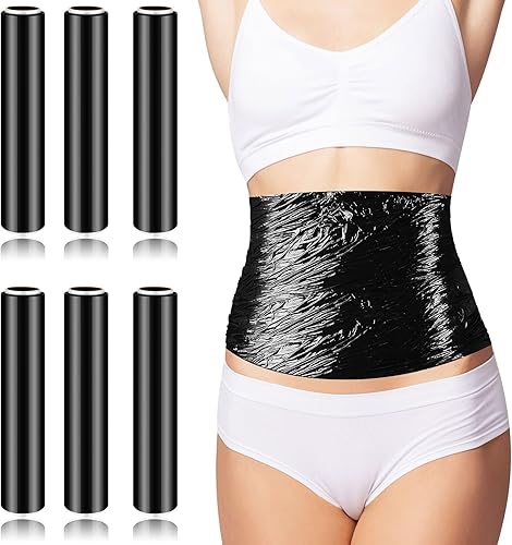 6 rollos de 196.9 ft de plástico osmótico negro, envoltura corporal, entrenamiento y mejora del sudor, reduce la celulitis Body Wrap Aplicador de