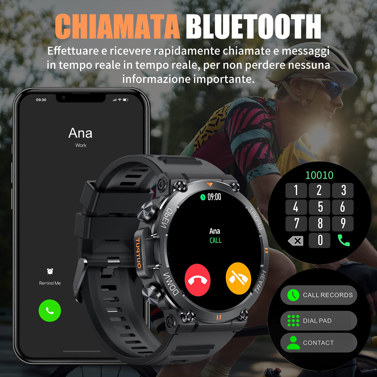 Smartwatch Uomo Orologio, 1.39" Fitness Militari Smart Watch Tracker di attività con Le Chiamate Bluetooth, 120+ modalità Sport, Cardiofrequenzimetro, SpO2, Notifiche WhatsApp per Android iOS (Nero)