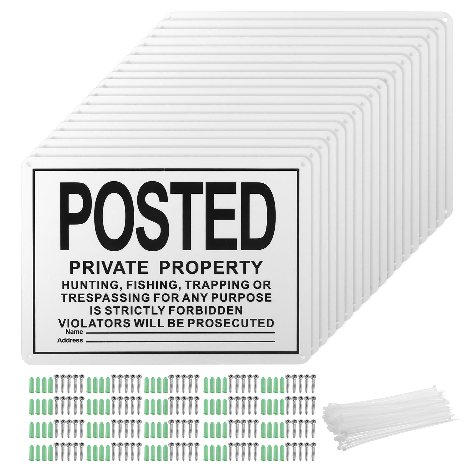 PATIKIL 10x7 Inch Cartelli Divieto Di Accesso, Pezzi Cartelli Proprietà Privata Divieto Di Caccia Segnaletica Riflettente In Alluminio Con Viti E Fascette Per Avvisi Interni Esterni.