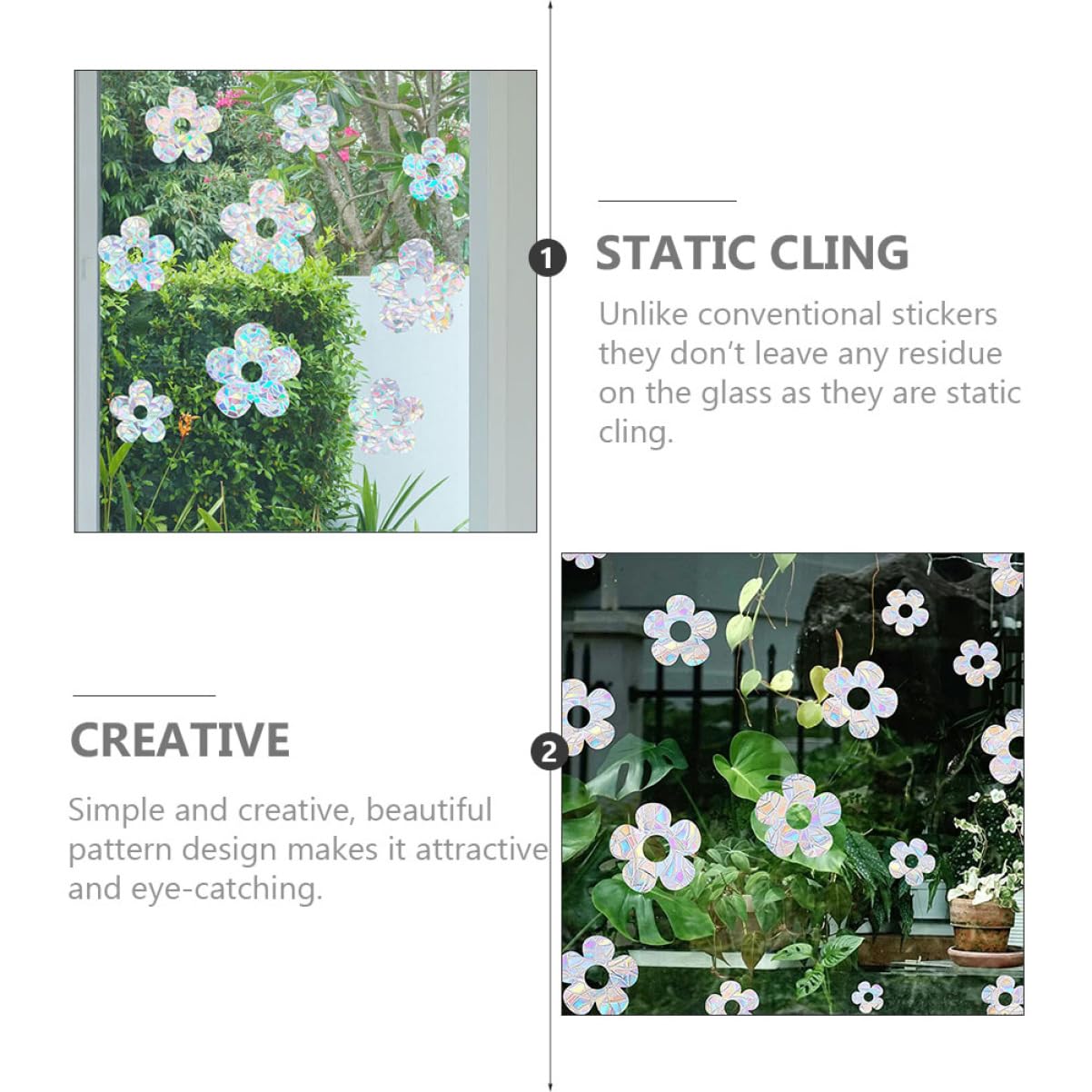 Cabilock 18piezas Pegatinas Anticolisión Para Ventanas De Adhesivos Creativos De Flores Para Decoración Interior Fácil Aplicación y Remoción Sin Residuos Para Baños Salones y Oficinas