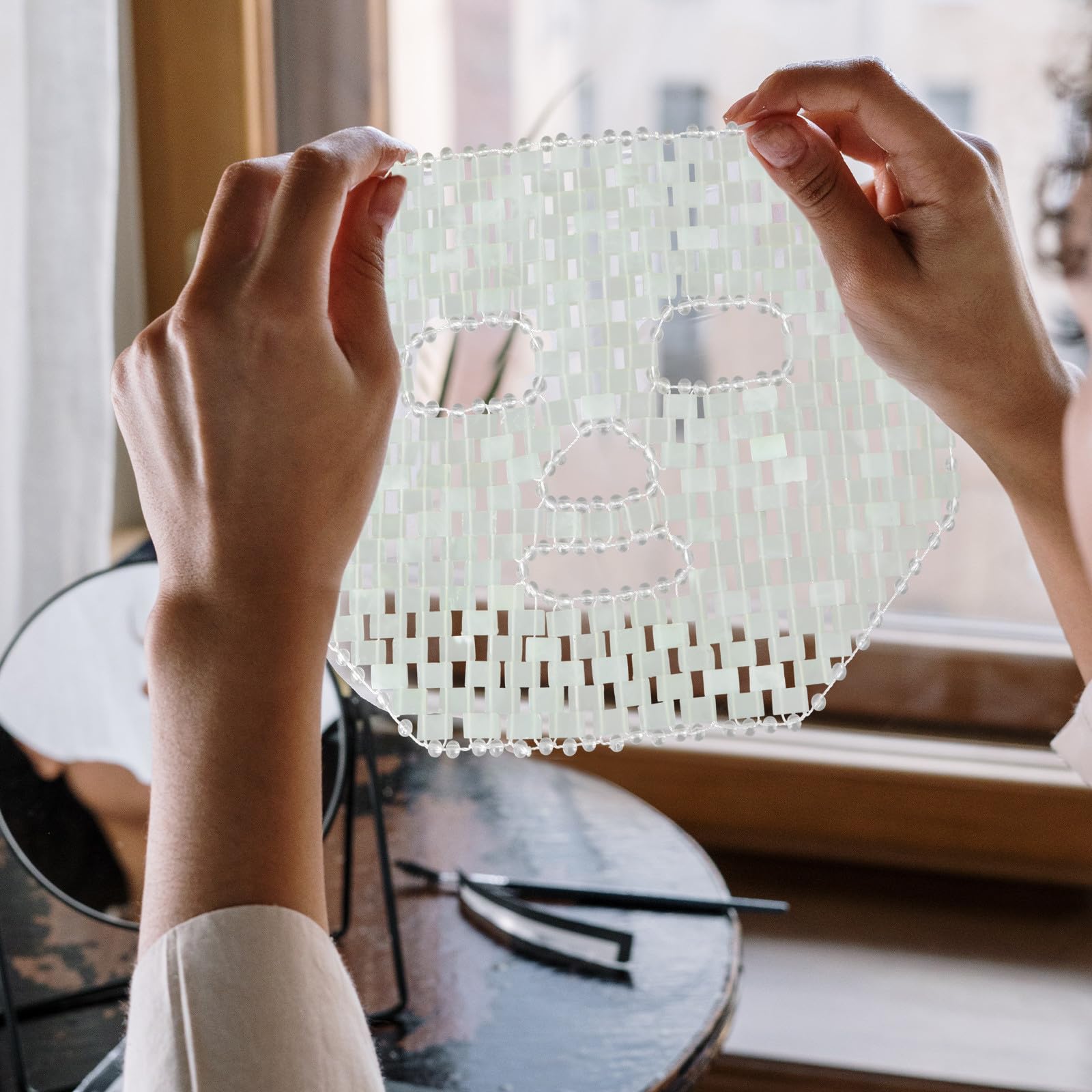 Natürliche Gesichtsmaske aus Grünem Jade zur Muskel und Bruxismus Linderung Anti Aging Maske für Entspannende Anwendungen im Home Spa und Schule