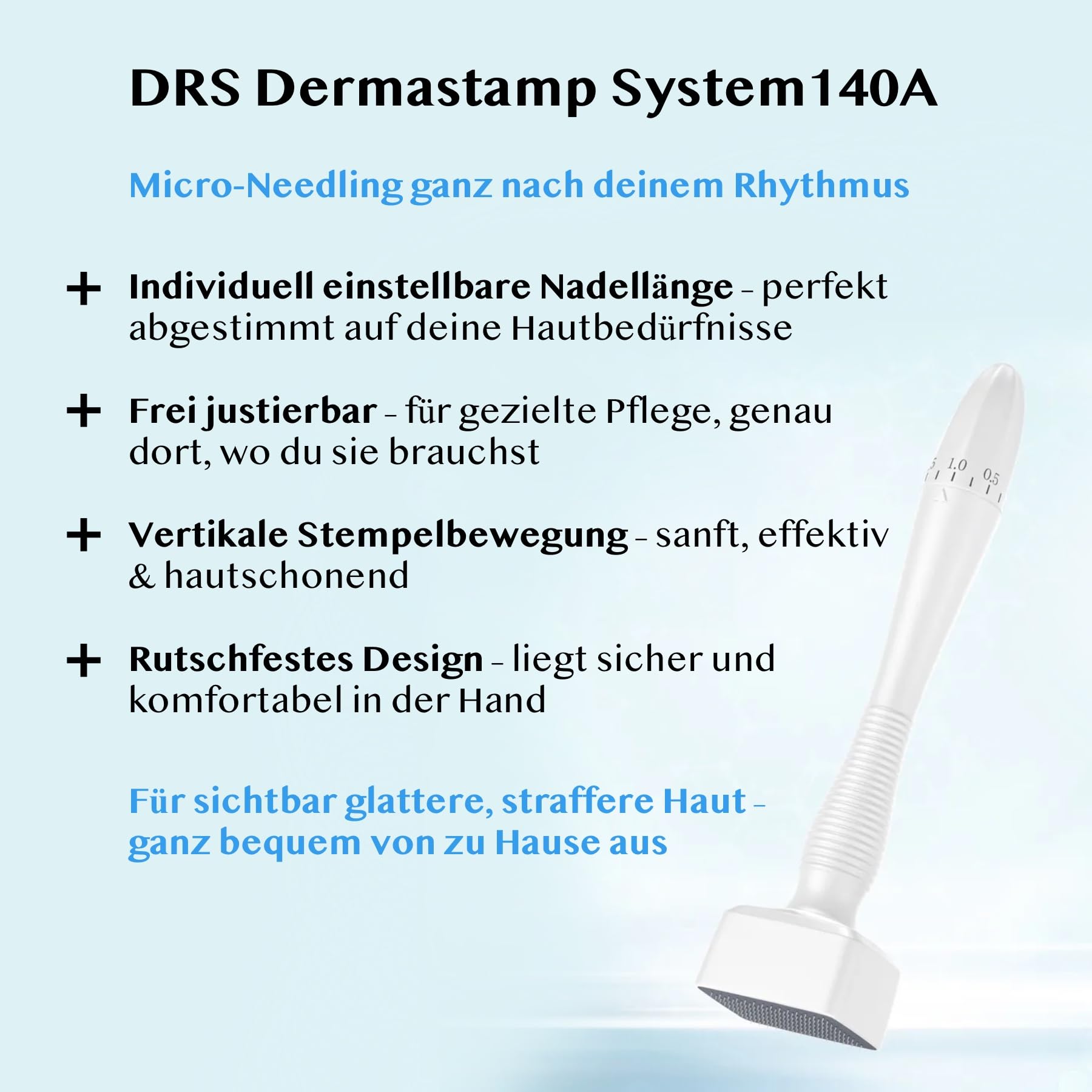 P-Beauty Derma Stamp 140A - Microneedling Pen con 140 aghi in acciaio inox di alta qualità, lunghezza regolabile 0-3 mm, per cicatrici da acne, rughe, cicatrici, pori, ringiovanimento della pelle e