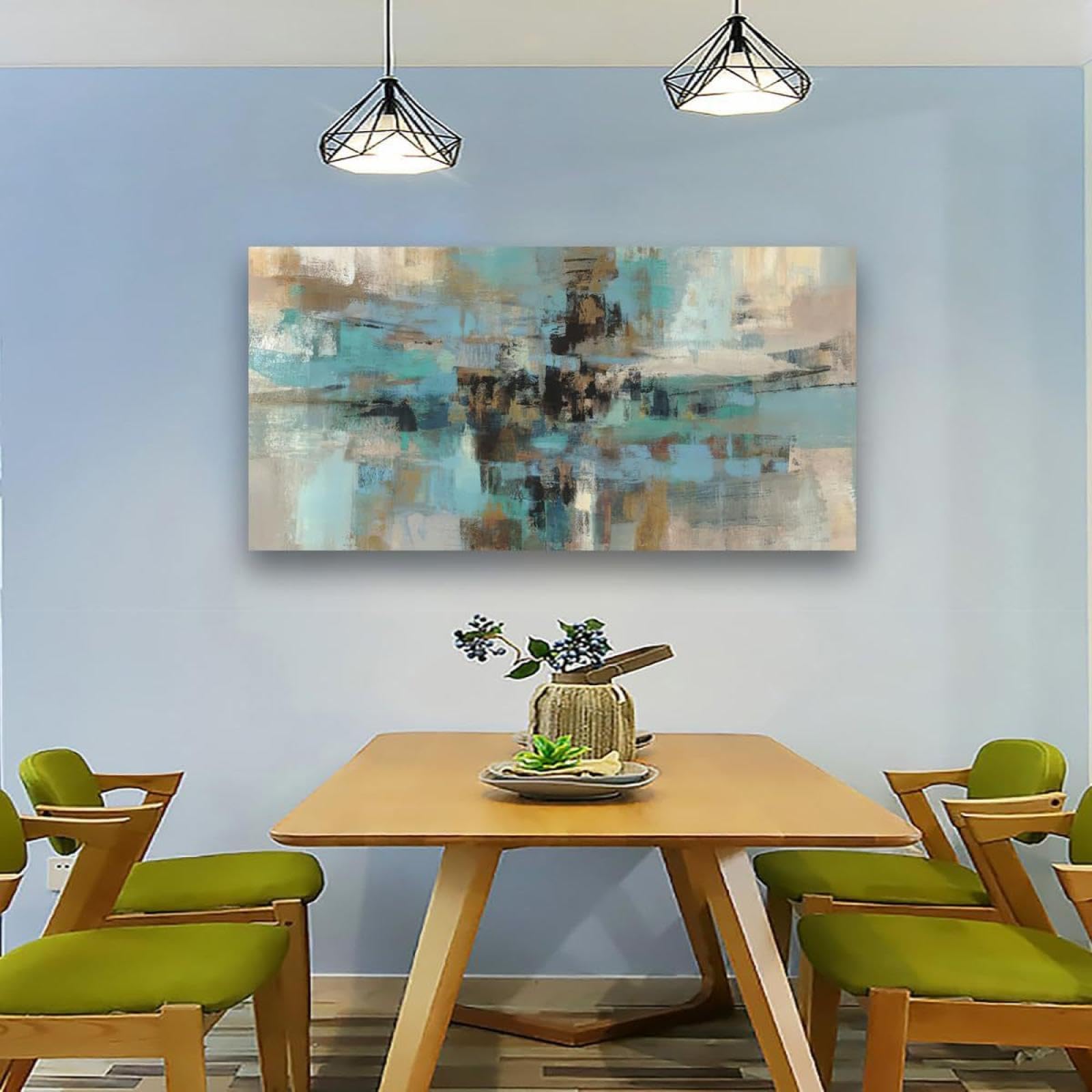 1 grande dipinto su tela astratto in stile bohémien, per ufficio, soggiorno, sala da pranzo, camera da letto, decorazione da parete per la casa, 80x160cm(32x63 pollici) con cornice interna