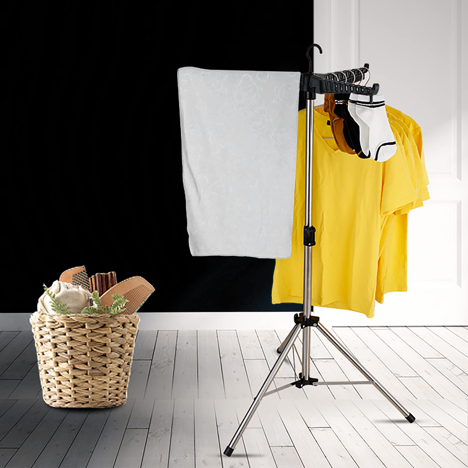 Séchoir à Linge Pliable pour Chemises, Peu encombrant, étagère à vêtements Pliable, étendoir à Repasser (Noir)