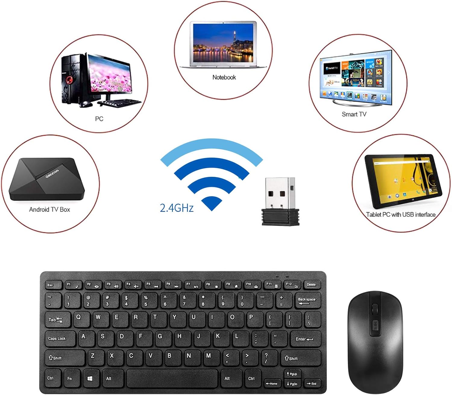 KM901 Keyboard Mouse Combo 2.4G Wireless 78 Key Mini Keyboard and Mouse Set Portable Office Combo
