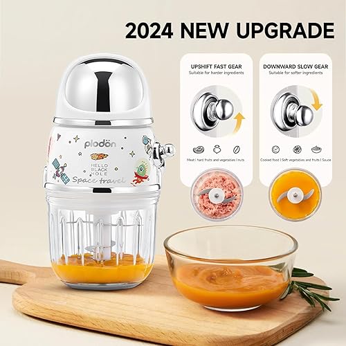 Miniatura 3 de Máquina de alimentos para bebés, mini procesador de alimentos lindo y pequeño, molinillo de puré, picador de 1.2 tazas de vidrio con 6 cuchillas