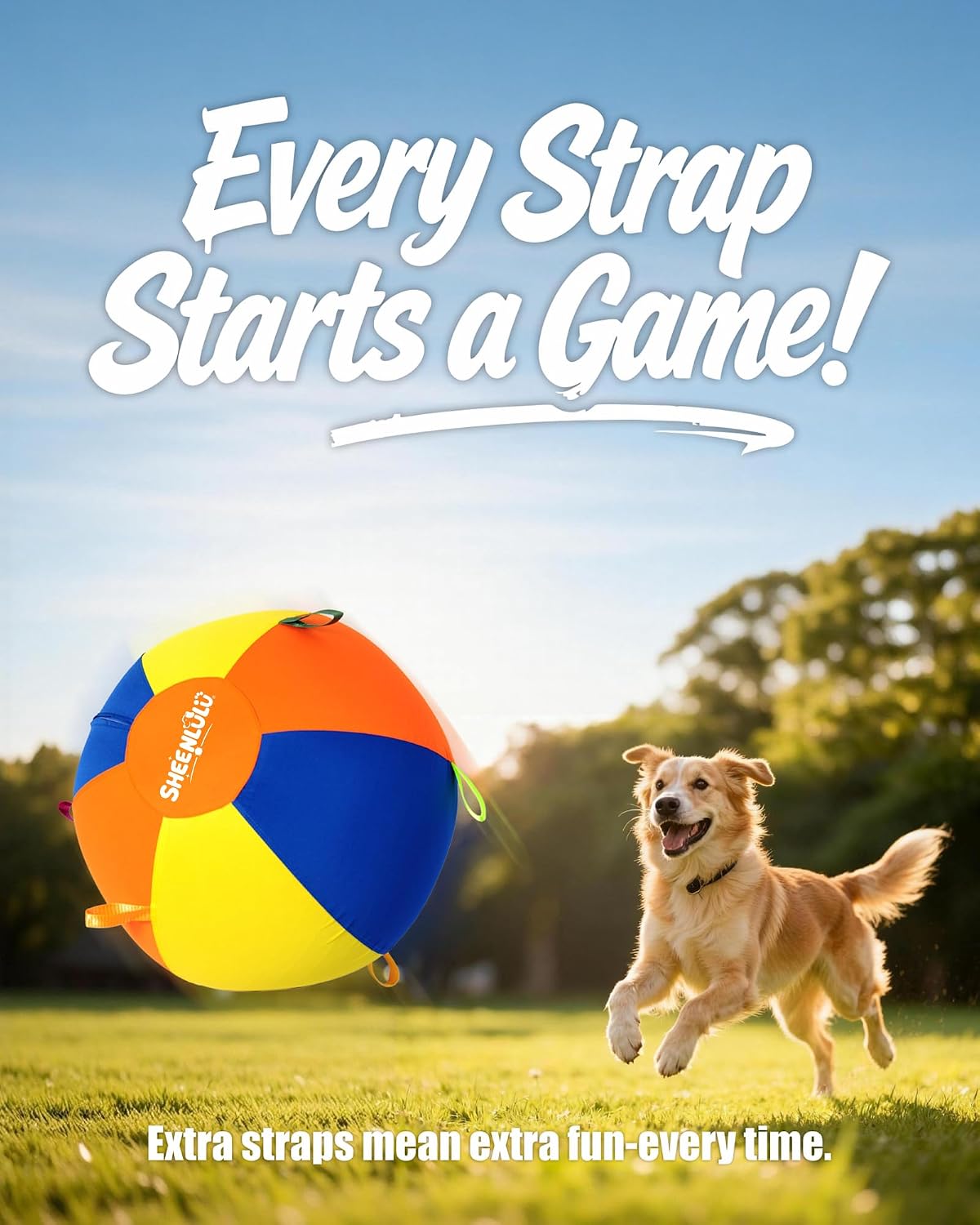 Herding Ball for Dogs, 22'' Dog Training Balls with Straps for Australian Shepherd, Border Collie, Cattle Dog, Large Breed Outdoor Play thumbnail