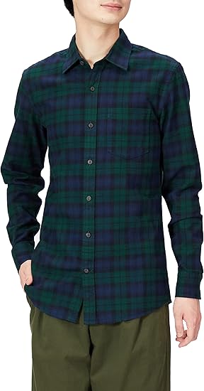 Amazon Co Jp Goodthreads ブラッシュド スタンダードフィット 長袖 フランネルシャツ メンズ 服 ファッション小物