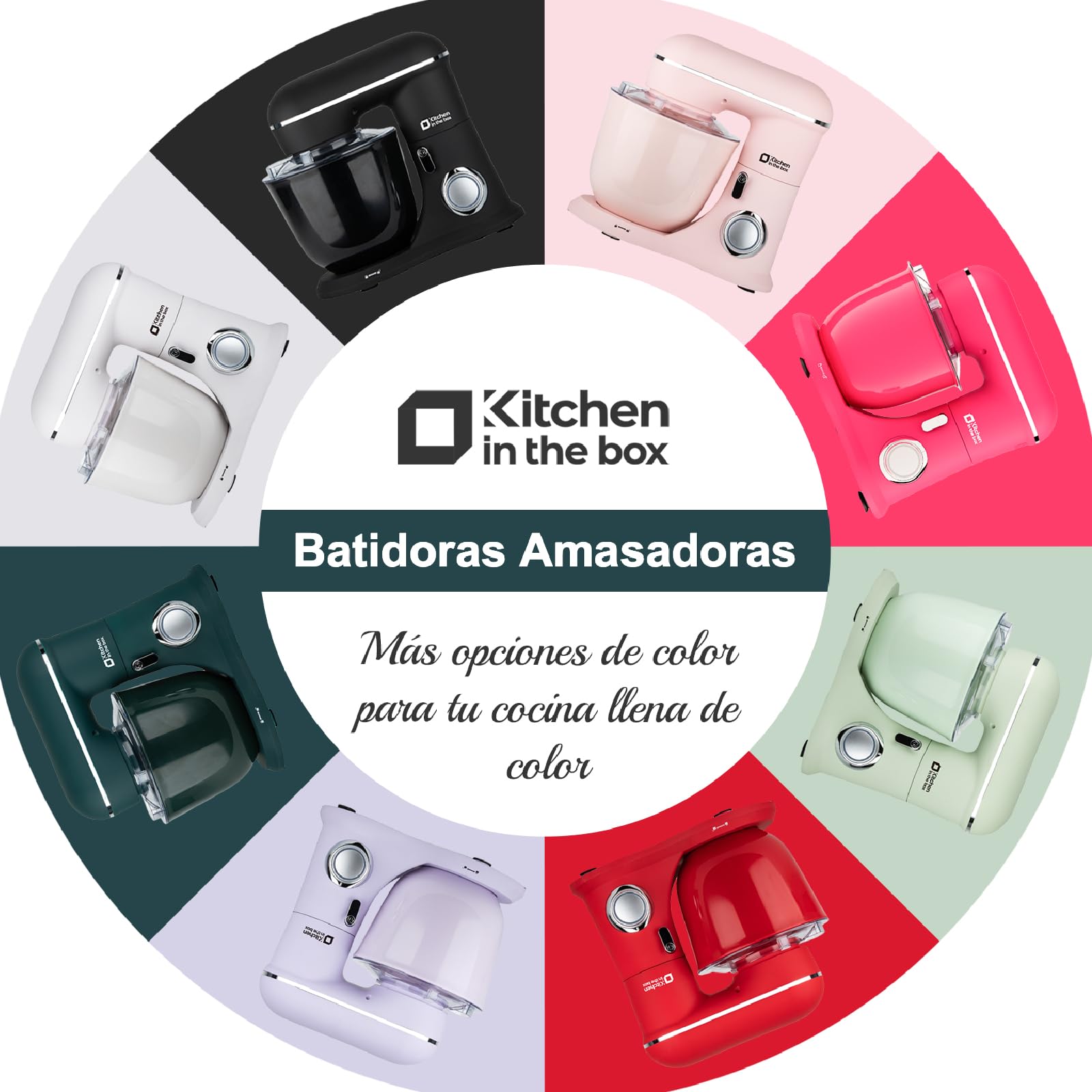 Kitchen in the box Batidora Amasadora, Amasadora de Pan con 2 Boles de 4,5 L + 5 L, 10 Velocidades Robot de Cocina con Batidor, Gancho Amasador, Batidora Mezcladora, 1300 W (Rosa Claro) — view 7