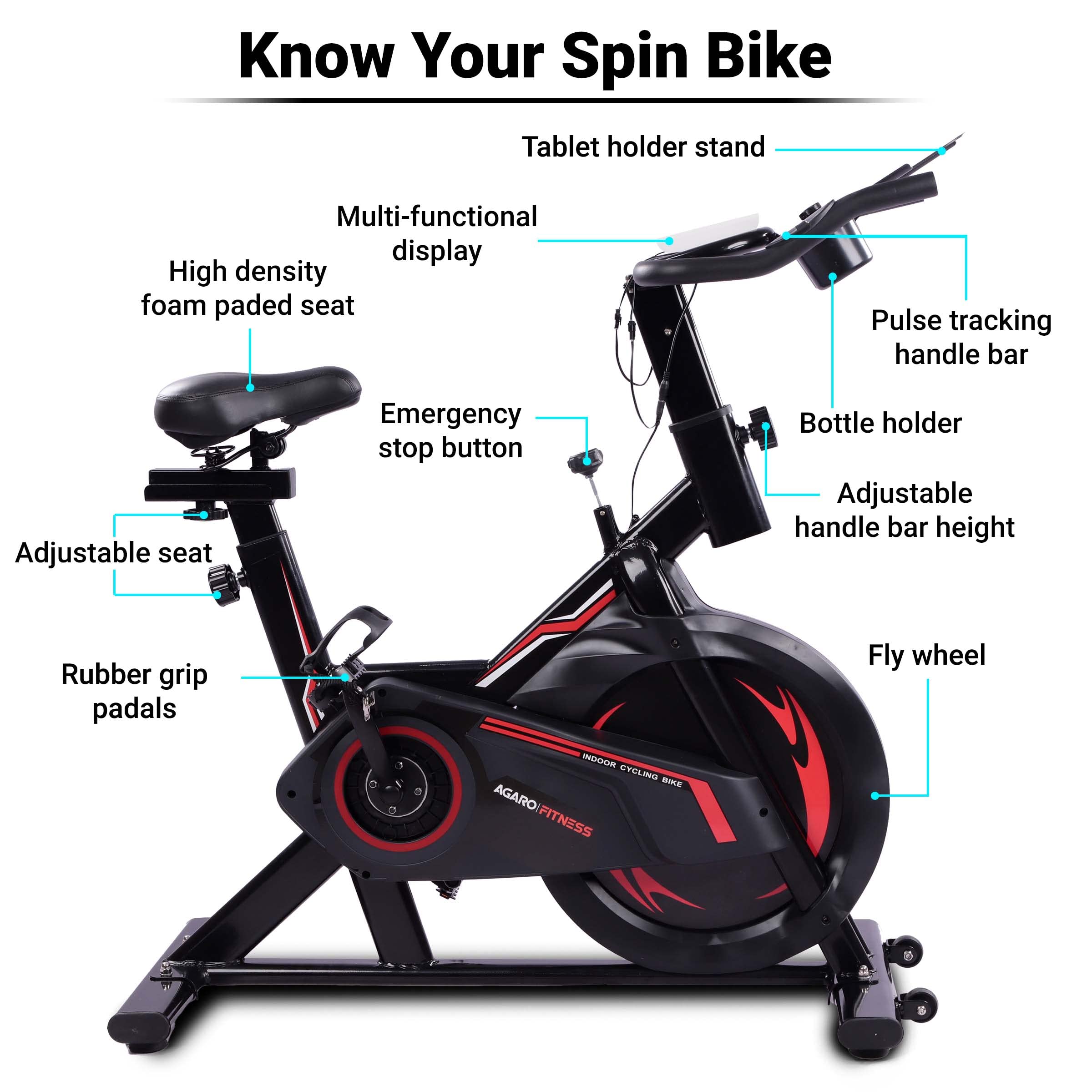 Agaro Impact Exercise Spin Bike 10kg Flywheel With Belt Driven