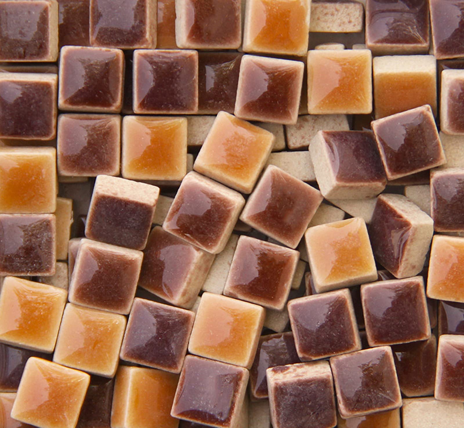 PINUO&KE 200 Pieces / 200 g Mosaic Tiles Square Shapes 0.4x0.4 inch Square Ceramic Mosaic Mosaic Glass Pieces for Home Decoration or DIY Crafts - Coffee Mix