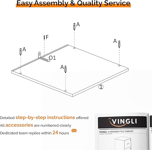 Miniatura 33 de VINGLI Archivador de 2 cajones con cerradura, archivadores rodantes para oficina en casa, soporte de impresora pequeño, organizador de archivos