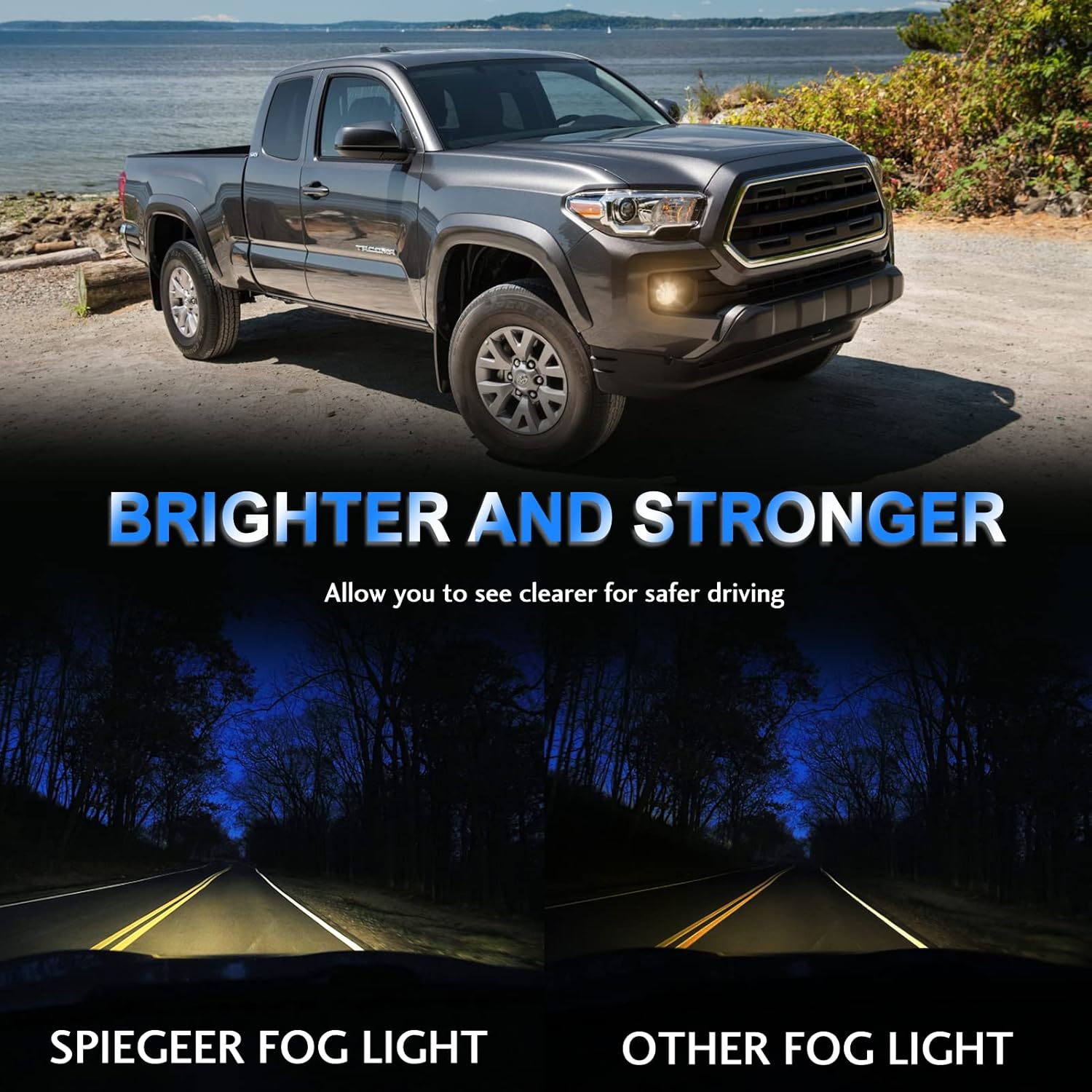 Fog Lights Assembly For 2016 2017 2018 2019 2020 2021 2022 Toyota Tacoma Replacement Fog Lamps with Wiring & Switch H16 12V 19W Halogen Bulb Clear Lens