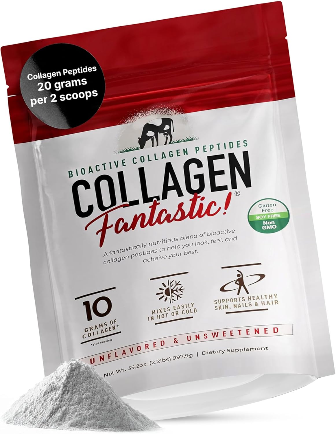 Collagen Peptides Powder Unflavored 2.2lb – Grass-Fed Bovine Protein for Joints, Bones & Skin – Type I & III Hydrolyzed Collagen – Gluten-Free, Non-GMO & Soy-Free – 90 Servings Collagen Peptides Powder Unflavored 2.2lb – Grass-Fed Bovine Protein for Joints, Bones & Skin – Type I & III Hydrolyzed Collagen – Gluten-Free, Non-GMO & Soy-Free – 90 Servings