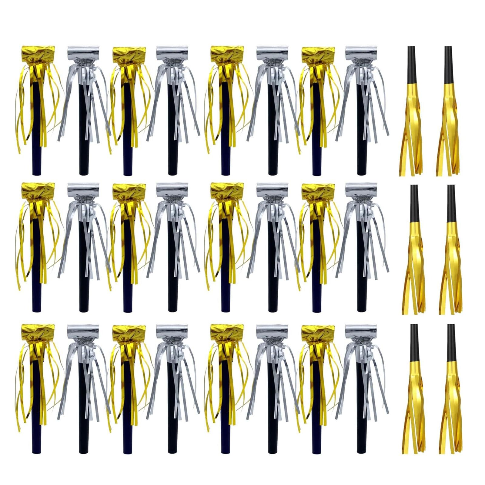 Xjdzineq Of 30 Delicate Gold Silver Party Noise Makers and Blow Horns Accessories for Bright and Pleased Gatherings Family Gathering Entertainment