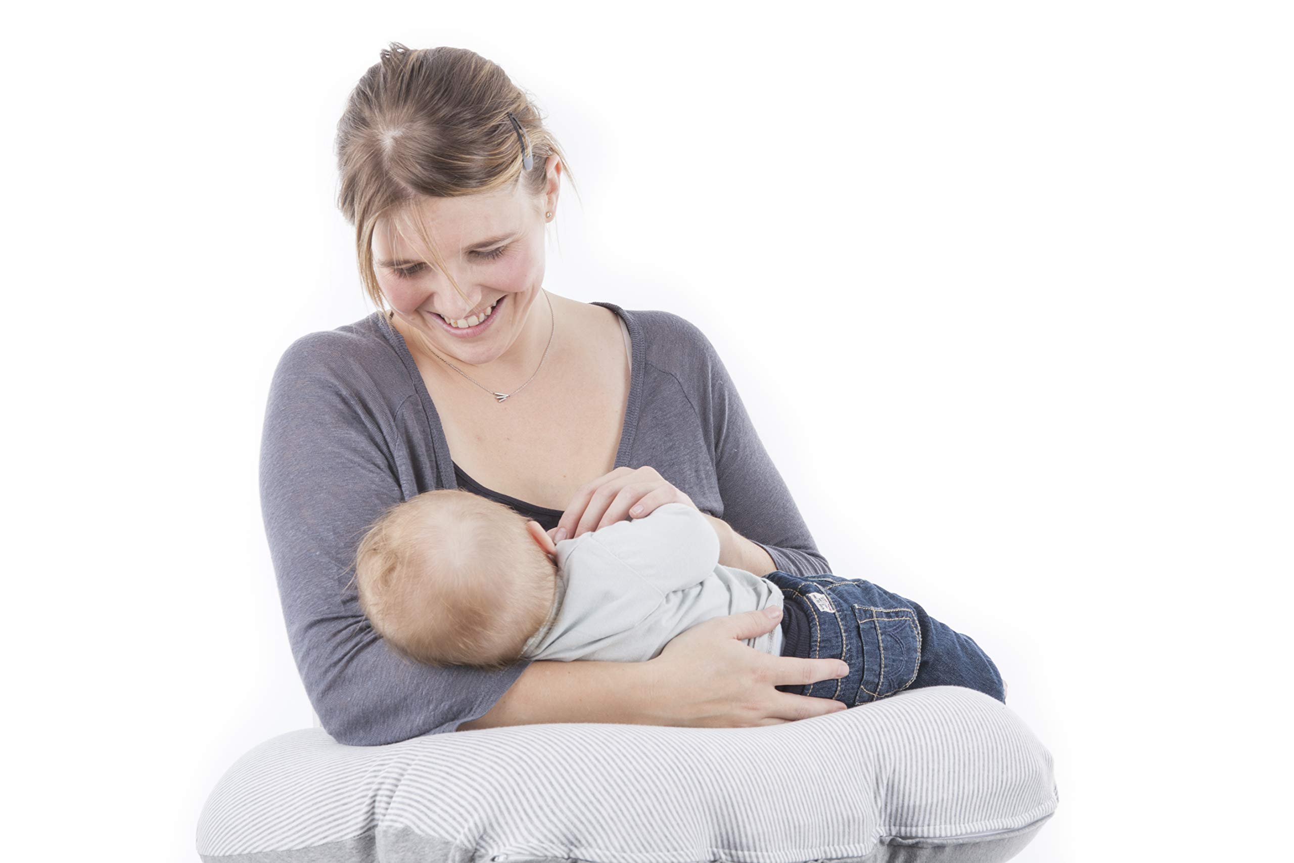 Doomoo Stillkissen Softy - Lagerungskissen Baby, 150cm inkl. Bezug aus Bio-Baumwolljersey, mit feiner EPS-Mikroperlenfüllung, Oeko-TEX® Standard 100, Classic Light Grey