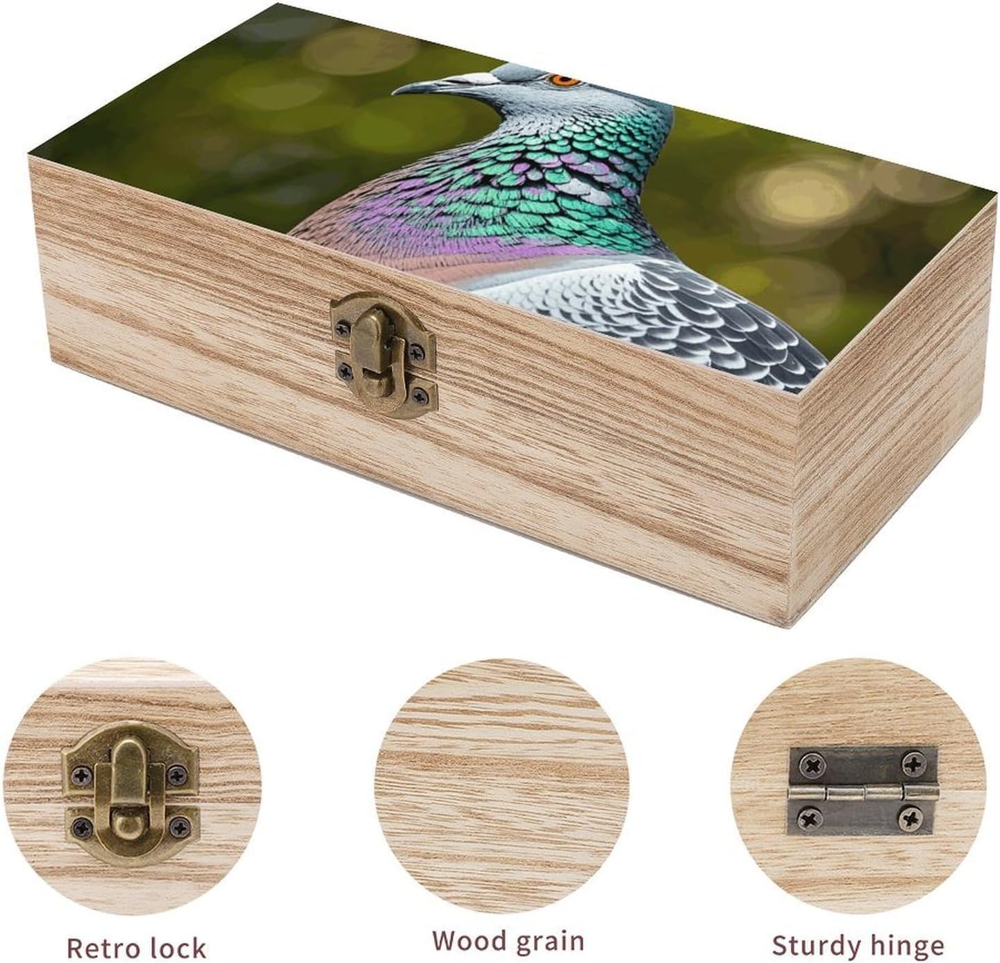 Grey Pigeon Wooden Decorative Storage Box Jewelry Box image 3