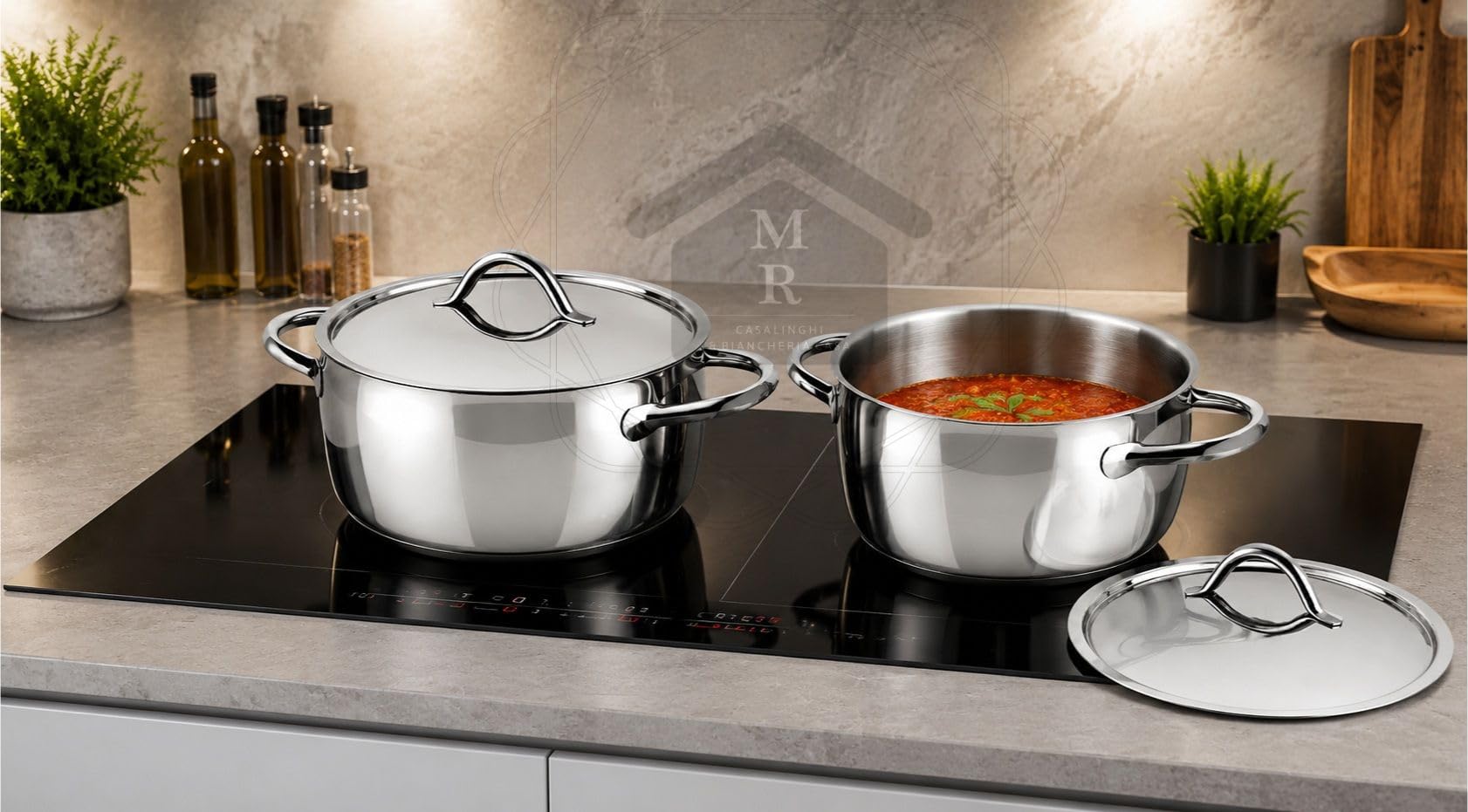 CASSERUOLA FONDA 1950 MEPRA ACCIAIO INOX 18/10 TRIPLO FONDO INDUZIONE (Casseruola cm. 18)