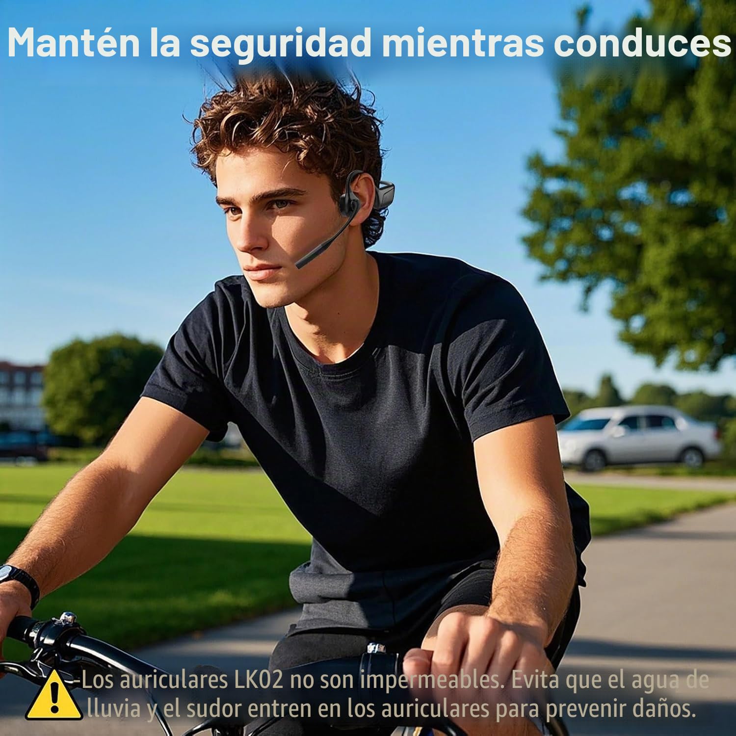 Smof Auriculares Conducción Aérea con Micrófono, Bluetooth 5.1 Open-Ear Auriculares Abierto con Micrófono de Cancelación de Ruido para el Trabajo, la conducción, la Oficina en el hogar (Negro)