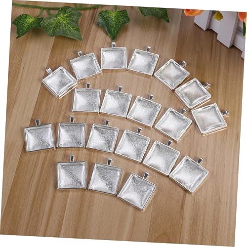 Miniatura 8 de EXCEART 60 juegos de bandejas colgantes colgantes de aleación colgantes colgantes artesanales bisel cuadrado Soporte inferior de vidrio, Cuero