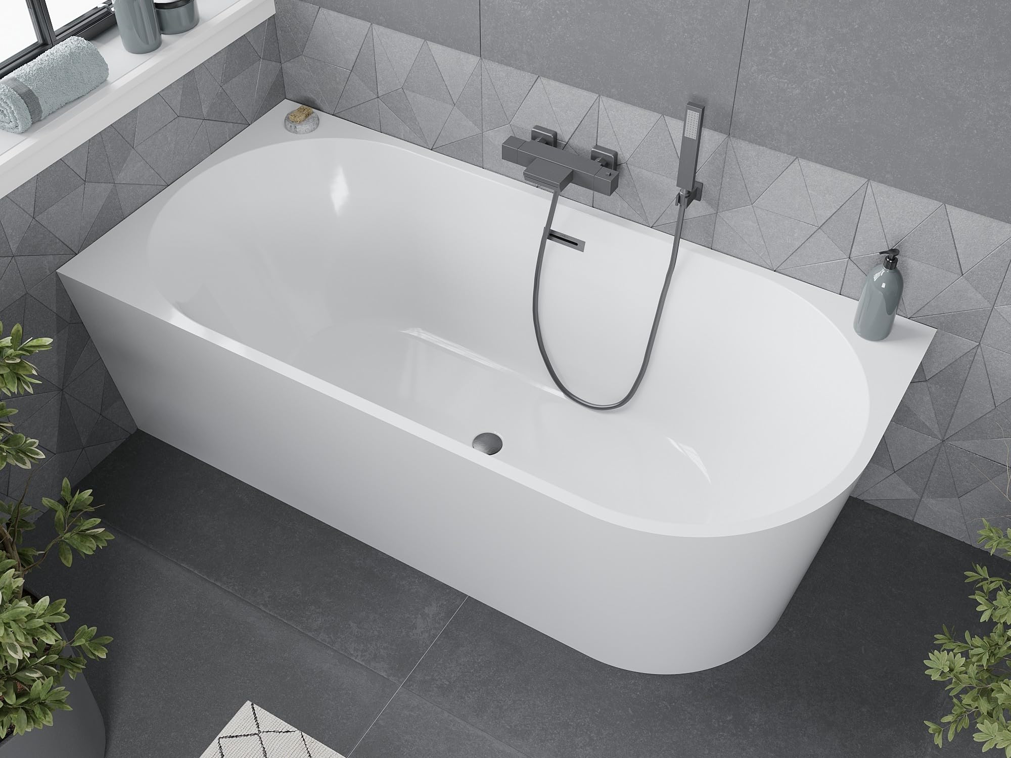 Mexen Mia freistehende Eckbadewanne links 160 x 75 cm