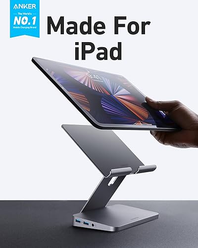 Miniatura 2 de Anker Hub USB C para iPad, 551 USBC Hub (8 en 1), con soporte plegable para tableta, HDMI 4K, 2 puertos de datos USB-A, para iPad Pro 5