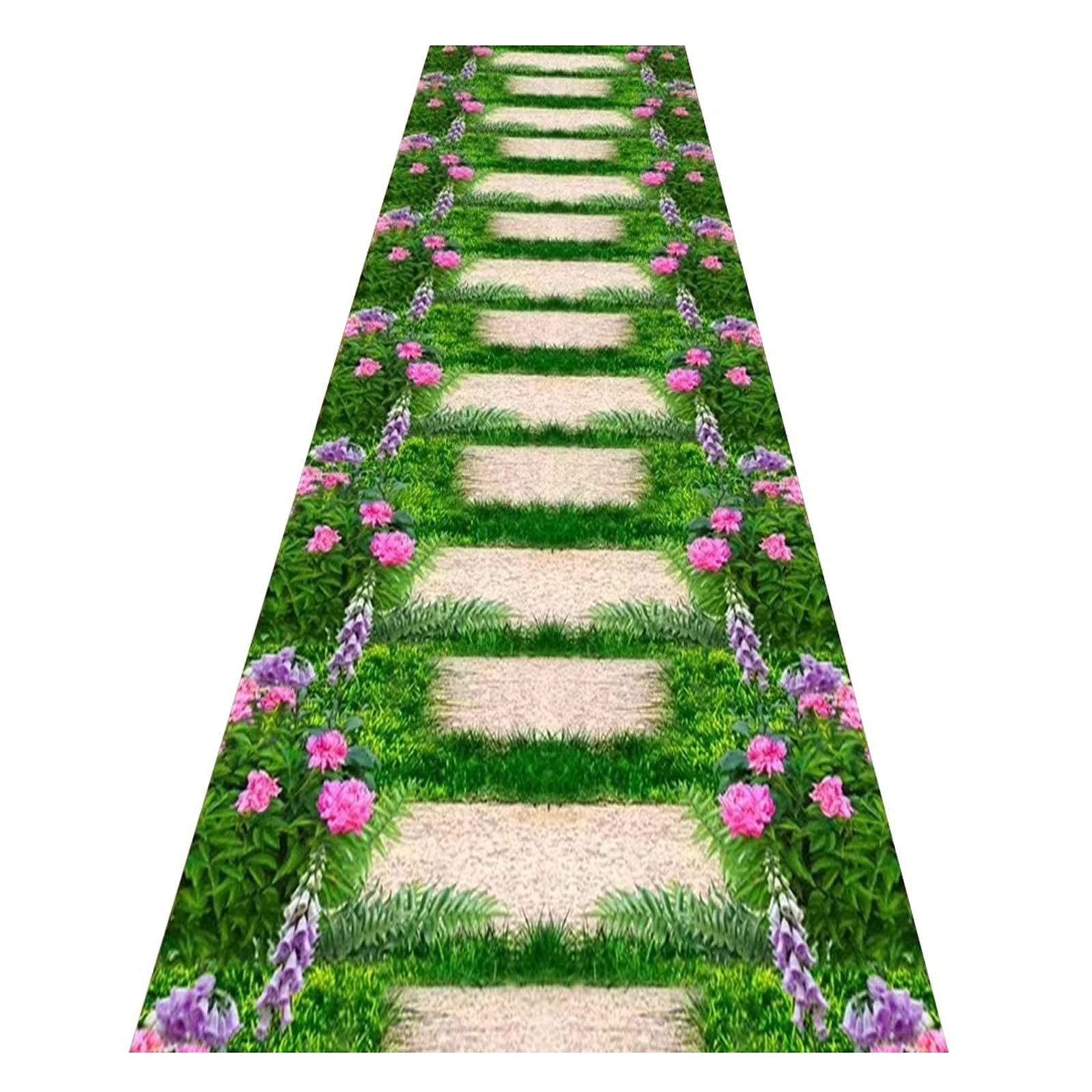 Tapis de couloir impression 3D fleurs rectangle en polyester sur mesure