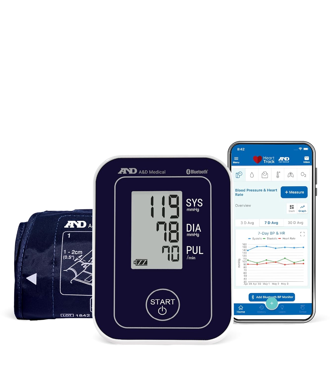 A D Medical Bluetooth Blood Pressure Monitor for Home Use UA-651BLE Upper Arm Precise BP Machine Wide Range