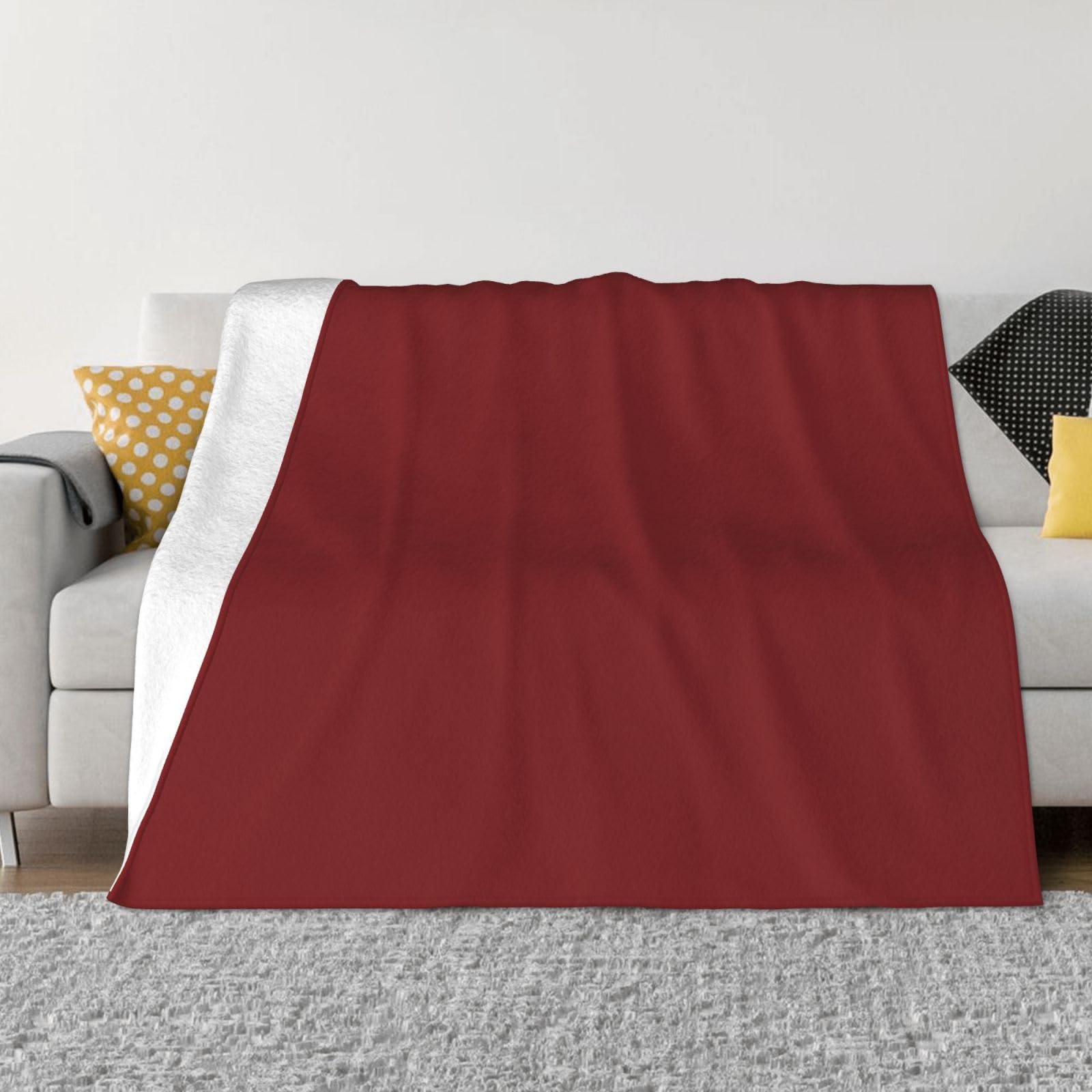 Couverture de canapé chaude en flanelle rouge foncé 152x127 cm