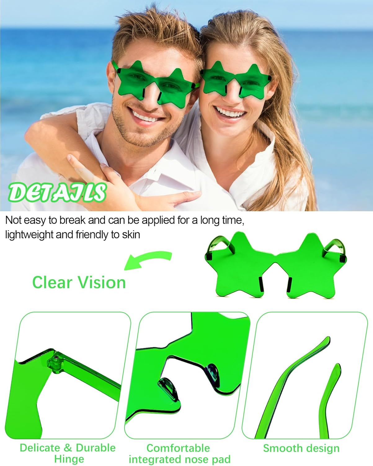 20 Pairs Rimless Star Sunglasses Bulk Transparent Candy Color Star Glasses for Women Men Party Favors - Image 5