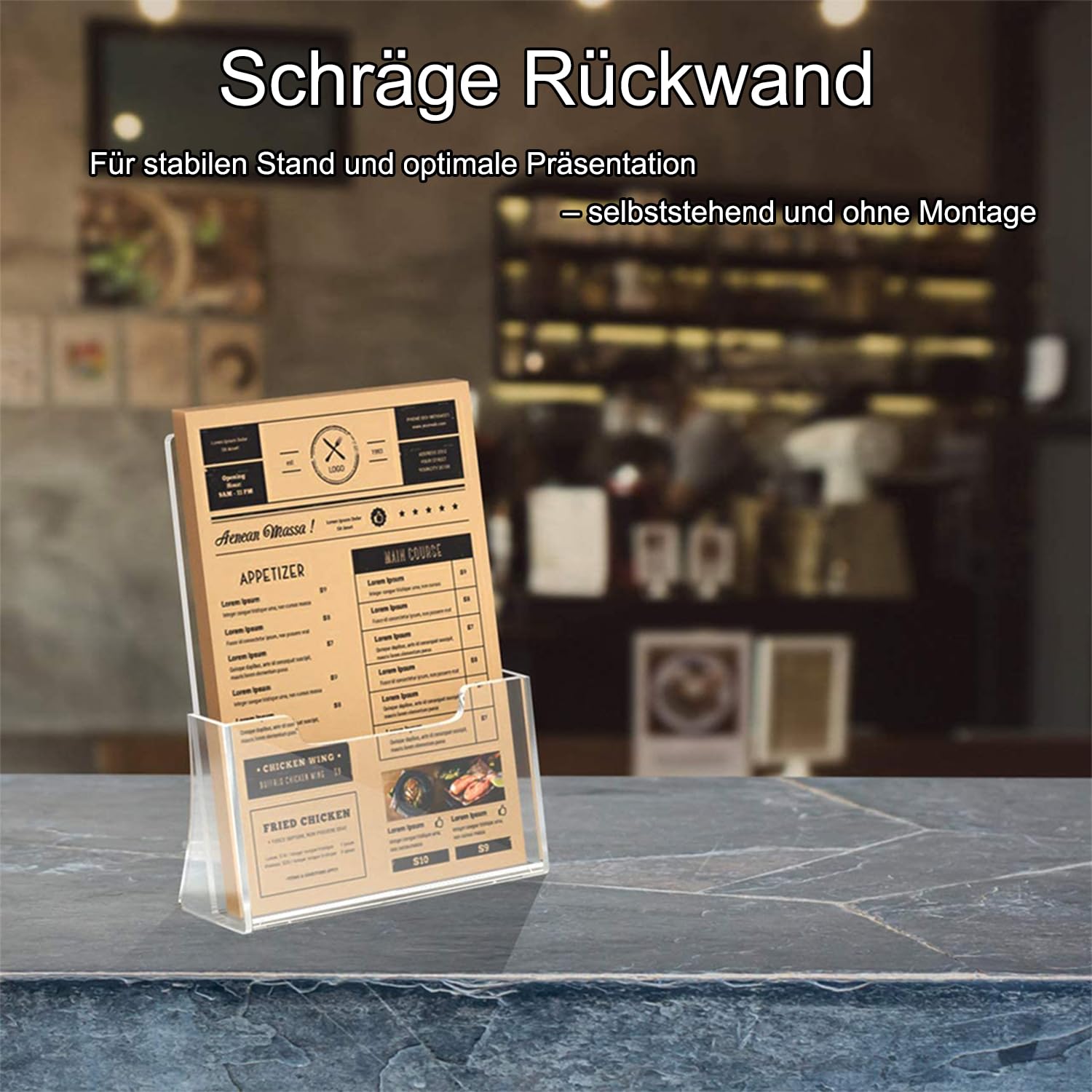 Rarapop Acryl-Broschürenständer freistehend, 2er-Set: Klarer Flyer- und Prospekthalter für Menüs, Zeitschriften und Werbung auf der Theke (A4)