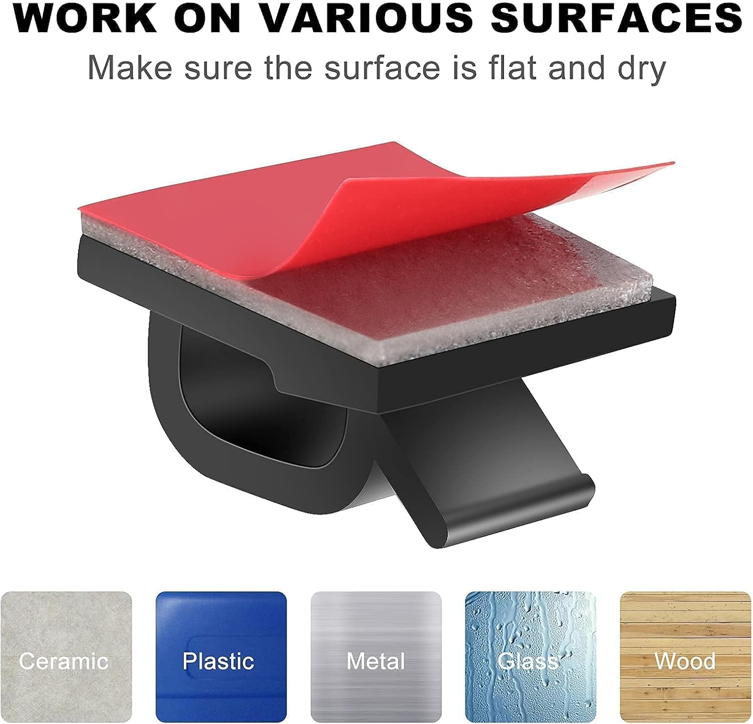 Adhesive Cable Clips Black(Large and Small), Wire Clips for Cable Management Under Desk, Ethernet Cable, Electric Wires, Extension Cord, USB, Christmas Lights