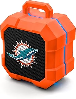 NFL Shockbox LED Wireless Bluetooth Speaker - Water Resistant IPX4, 5.0 Bluetooth with Over 5 Hours of Play Time - Small Portable Speaker - Officially Licensed NFL, Perfect Home & Outdoor Speaker