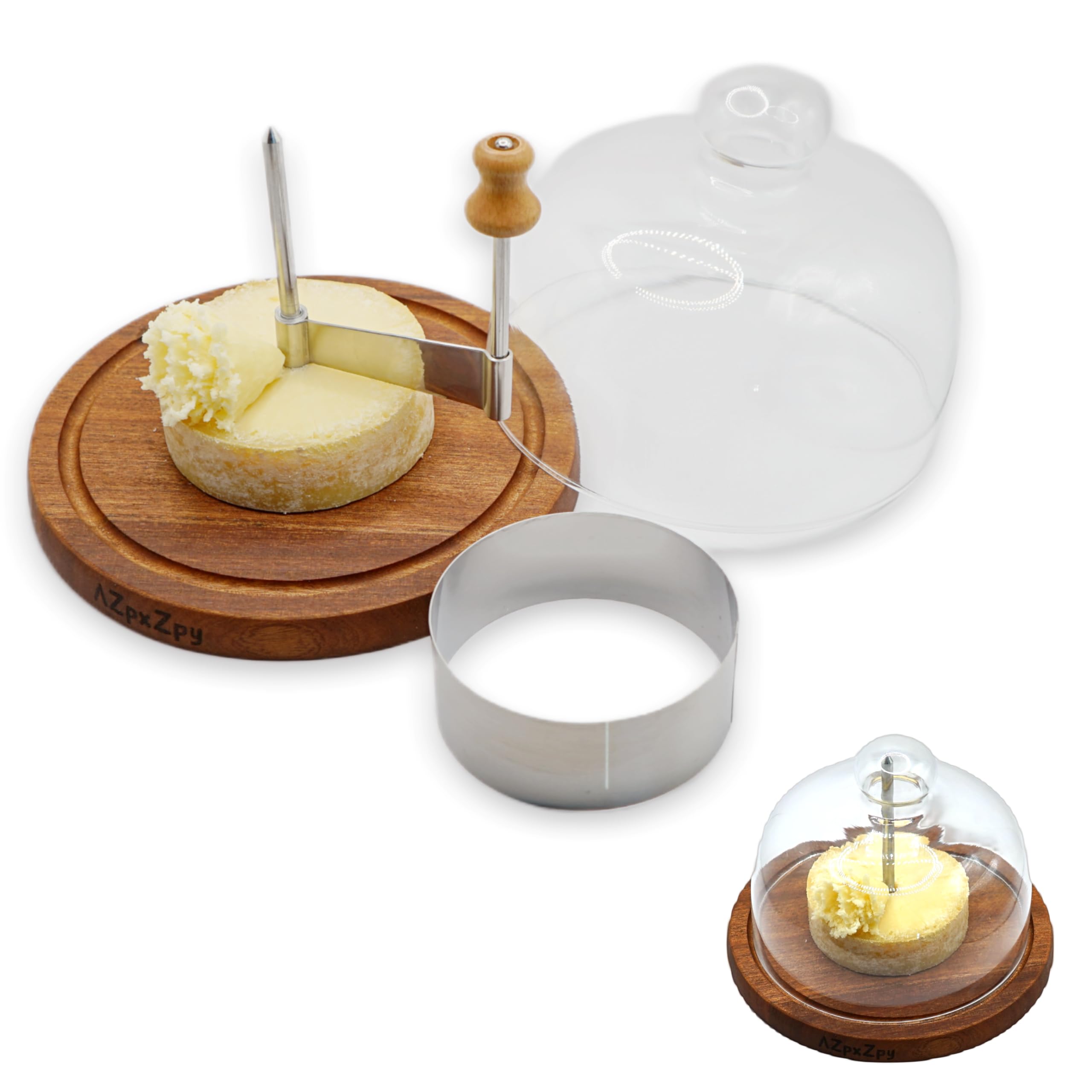 AZpxZpyCheese Curler, Flower Shaver Kit With Glass Lid And Circular Mold For Cheese Wheel Or Chocolate, Cheese Slicer Handheld For Tete De Moine, Girolle Cheese