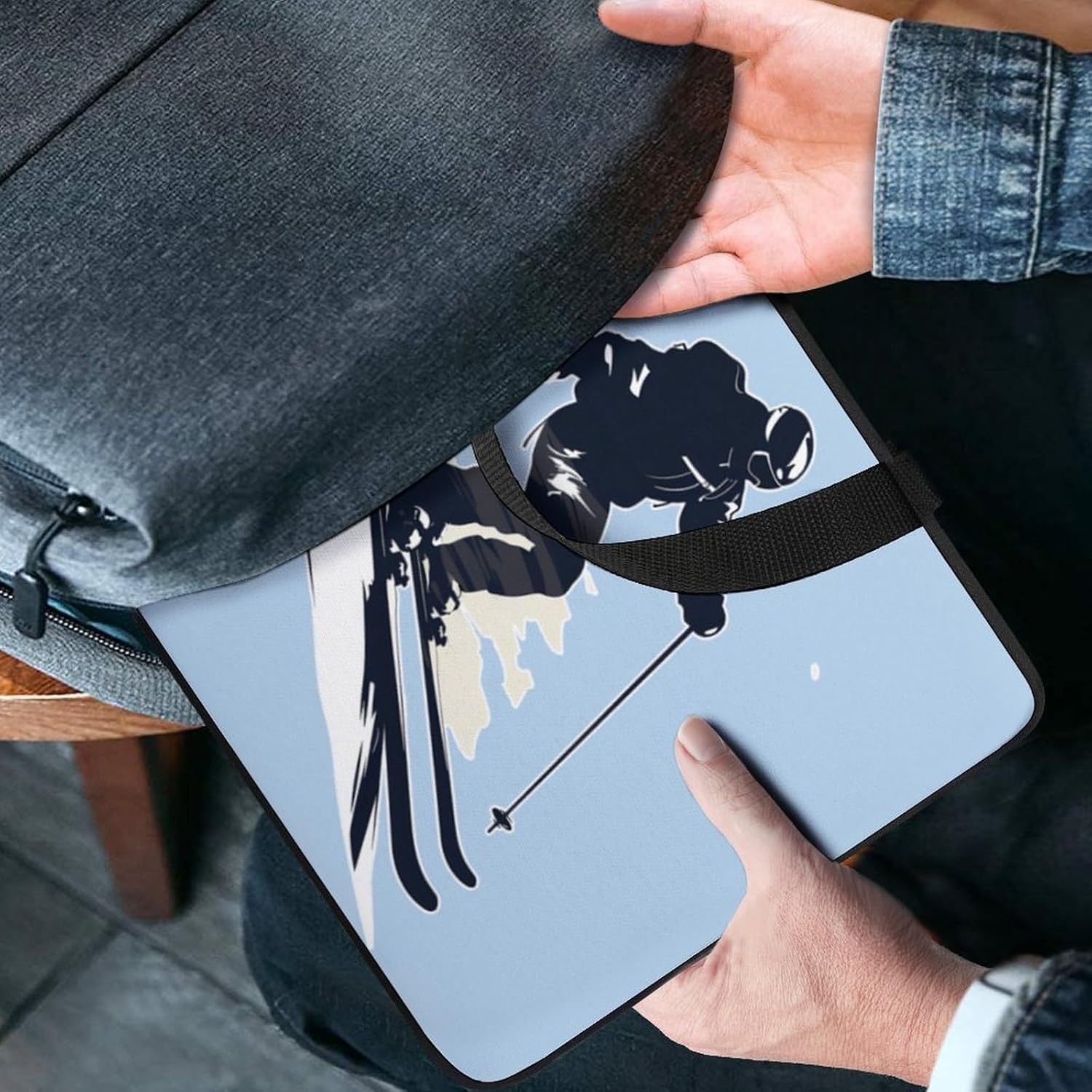 Skiing Ski Freeride Laptop Bag Print Computer Sleeve Case Protector Briefcase Totes for Women Men