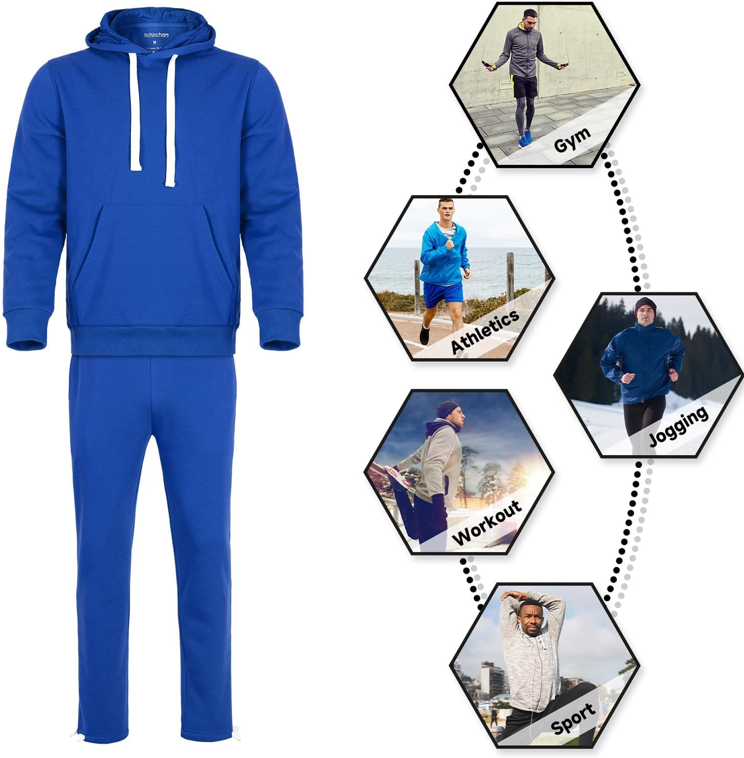 Men's Tracksuit 2 Piece Sets Fleece Casual Jogging Athletic Suits Hoodie Long Sleeve Athletic Sweatsuits - Image 6