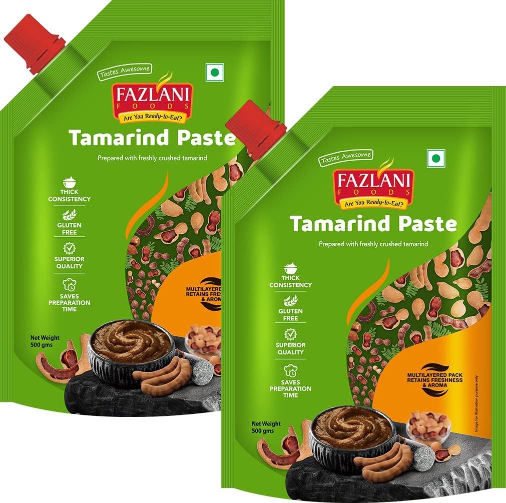 Fazlani Foods Fresh Tamarind Paste | Perfect for Curries & Chutneys | Ideal for Sambhar, Rasam & Traditional Dishes | Pack of 2 (500 Grams Each)
